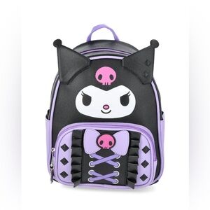 Kuromi Vegan Leather Ruffle Women's 10.5" Mini Backpack Purple. NEW